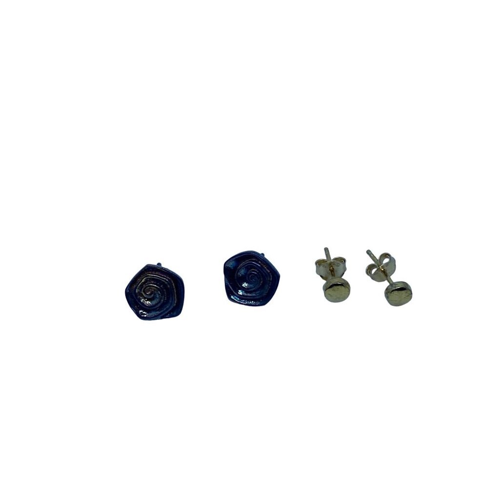 2‎ Pairs 925 Sterling Silver Gold Rose Gold Flower Stud Earrings Women's